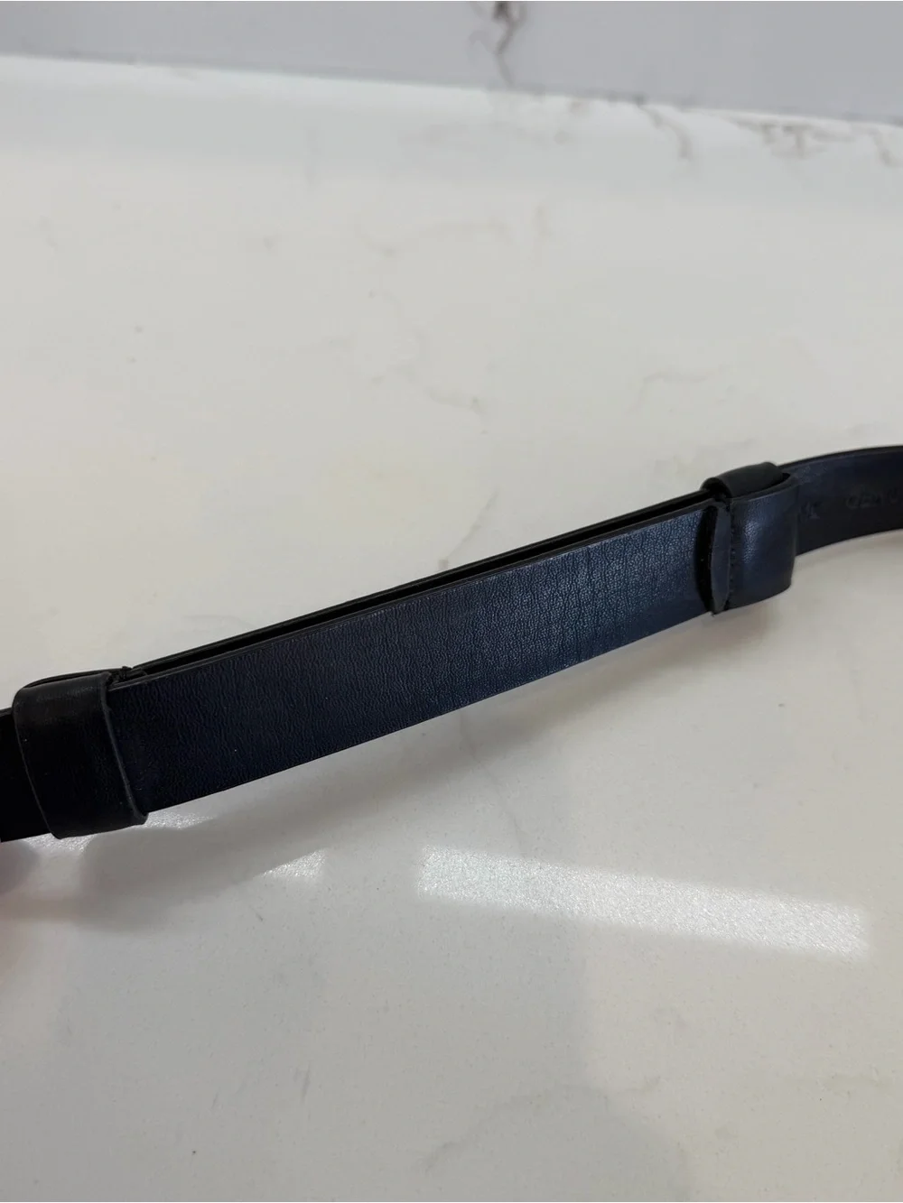Vintage Black Leather Belt Silver Why CB Ed Buckle Women’s Size Med LRG